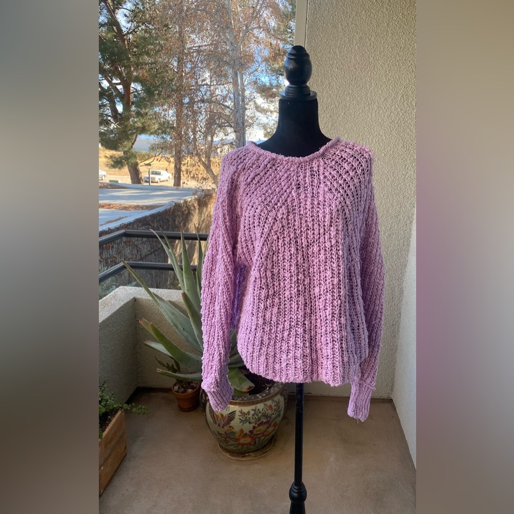 Large Pink Free People Sweater